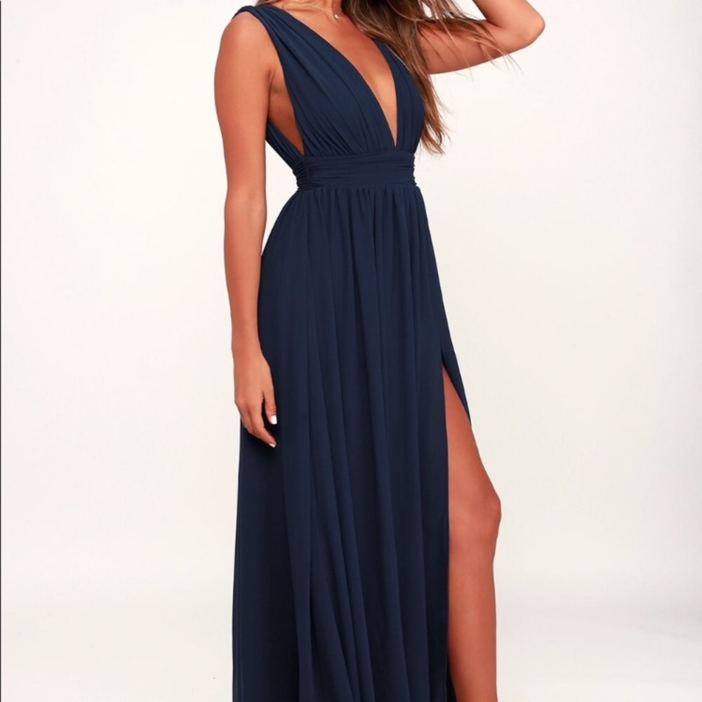 Lulus heavenly hues navy blue bridesmaid dress
